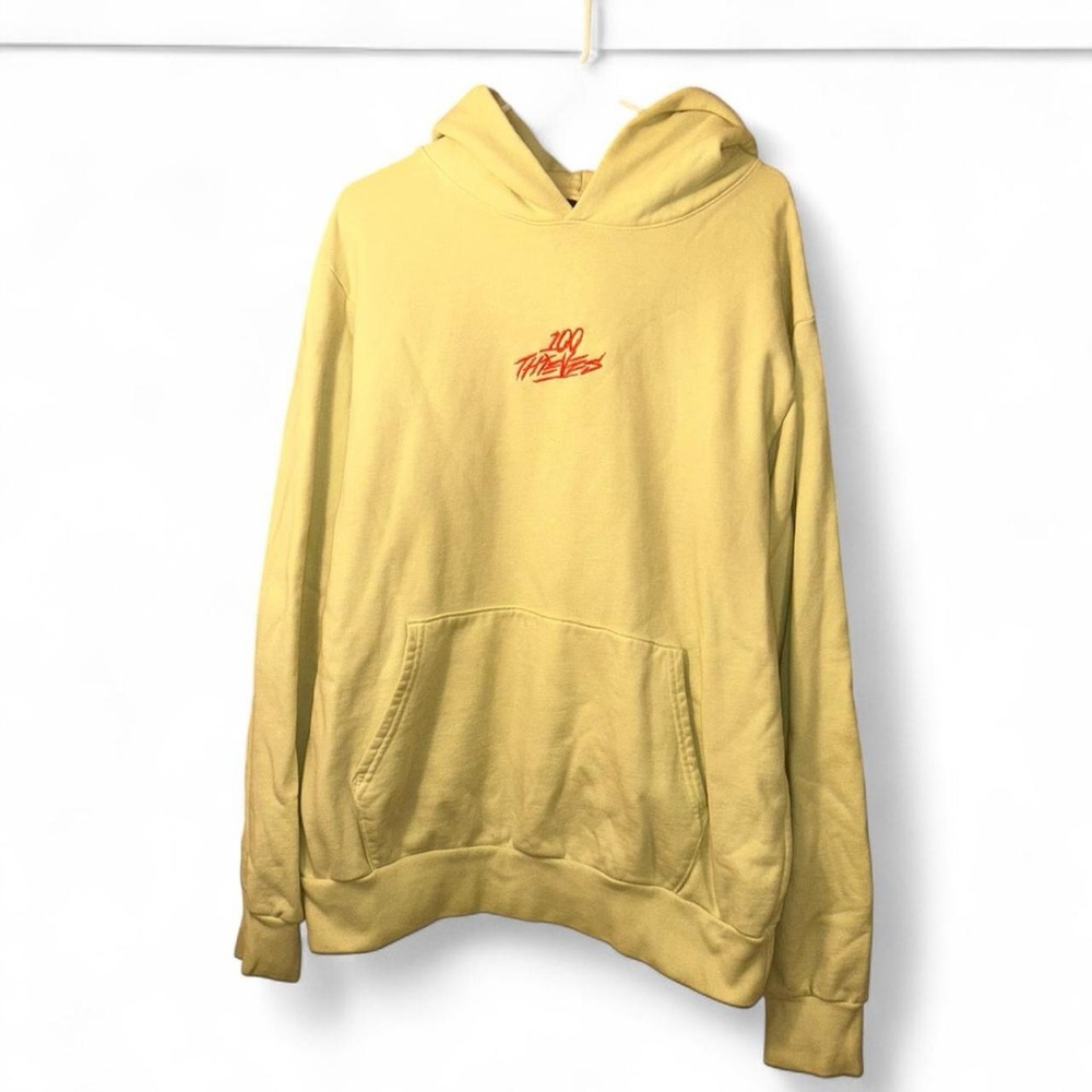 100 Thieves Yellow Hoodie with Red Logo